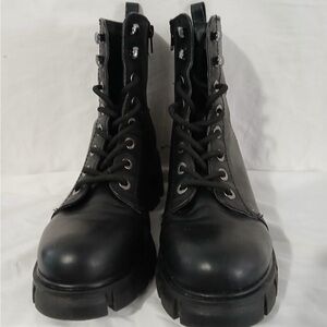 MIA Black Lace-Up Moto Boots